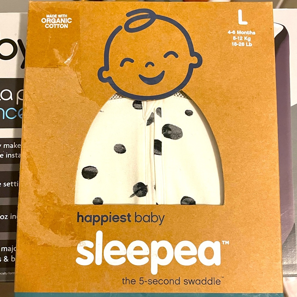Happiest Baby Sleepea 5-Second Swaddle - Organic Cotton (Ivory Planets, Large)
